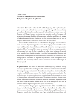 Lucio A. Carbone Fernando Sor and the Panormos: an Overview of the Development of the Guitar in the 19Th Century Introduction Be