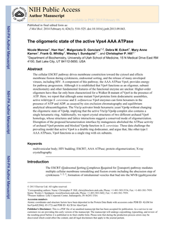 The Oligomeric State of the Active Vps4 AAA Atpase