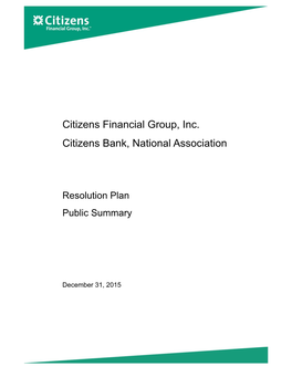 2015 Citizens Bank IDI Resolution Plan