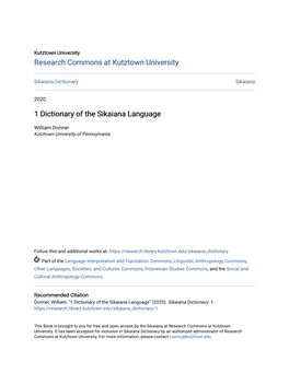1 Dictionary of the Sikaiana Language