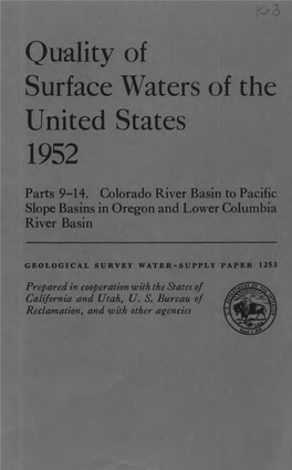 Quality of Surface Waters of the United States 1952
