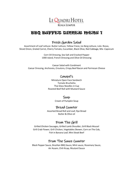 Bbq Buffet Dinner Menu 1