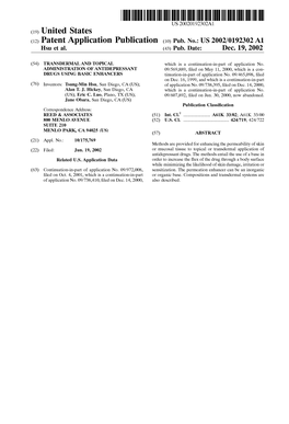 (12) Patent Application Publication (10) Pub. No.: US 2002/0192302 A1 Hsu Et Al