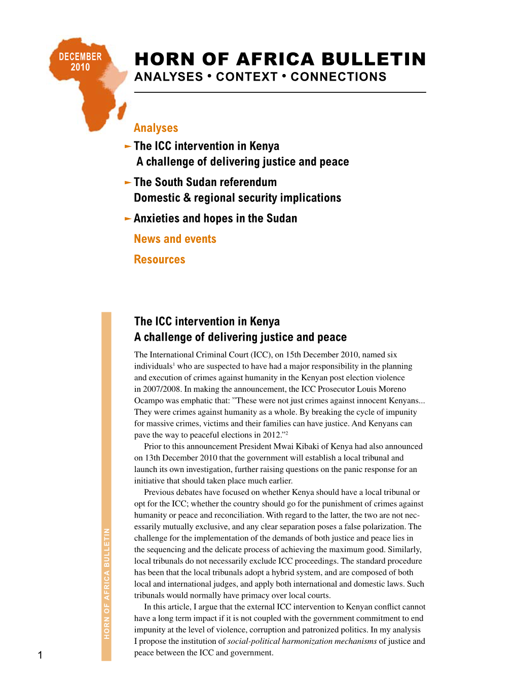 Horn of Africa Bulletin Analyses • Context • Connections