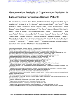 Genome-Wide Analysis of Copy Number Variation in Latin American Parkinson’S Disease Patients