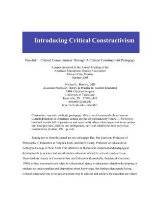 Introducing Critical Constructivism