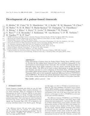 Development of a Pulsar-Based Timescale