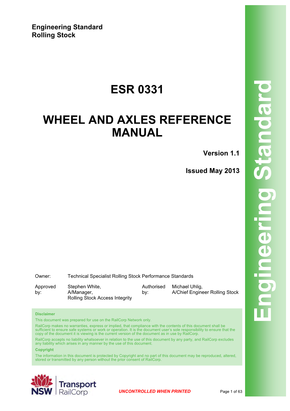 Wheel and Axles Reference Manual