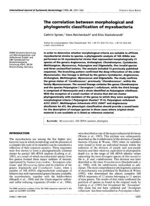 The Correlation Between Morphological and Phylogenetic Classification of Myxobacteria