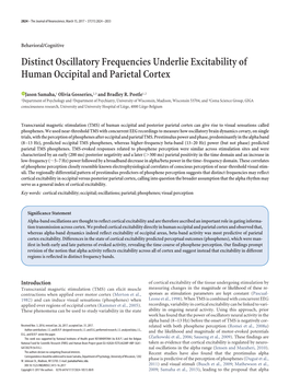 Distinct Oscillatory Frequencies Underlie Excitability of Human Occipital and Parietal Cortex