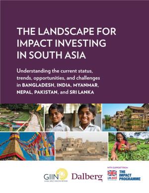 The Landscape for Impact Investing in South Asia