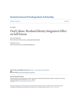 Deaf Culture: Bicultural Identity Integration's Effect on Self-Esteem Jessica E