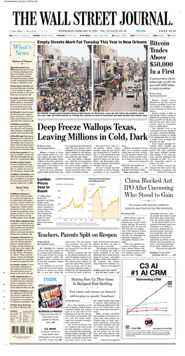 Deep Freeze Wallops Texas, Leaving Millions in Cold, Dark