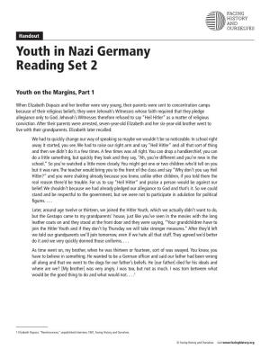 Youth in Nazi Germany, Reading Set 2