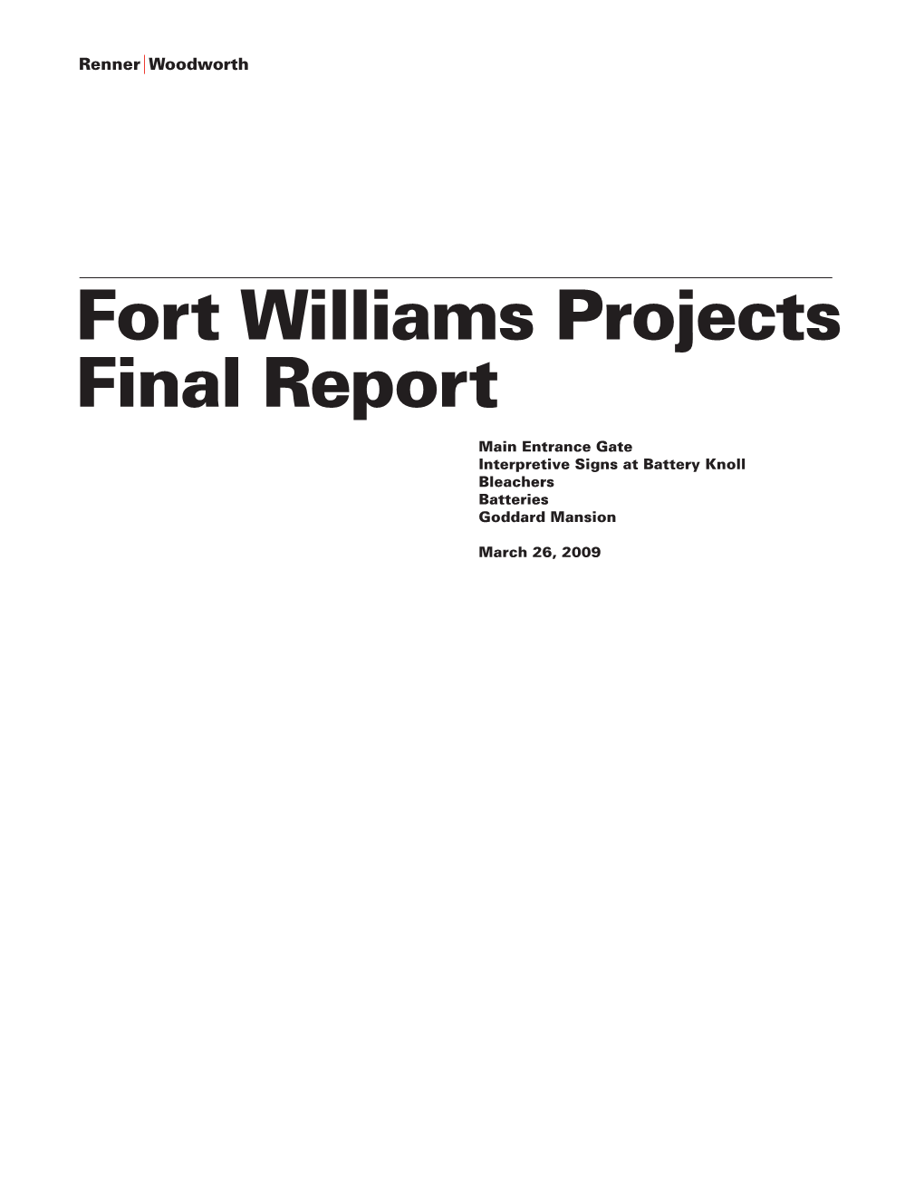 Fort Williams Projects Final Report