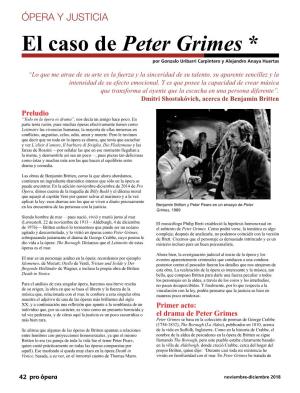 ÓPERA Y JUSTICIA El Caso De Peter Grimes * Por Gonzalo Uribarri Carpintero Y Alejandro Anaya Huertas