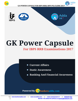 Ga Power Capsule for Ibps Rrb| Ibps Po/Clerk 2017