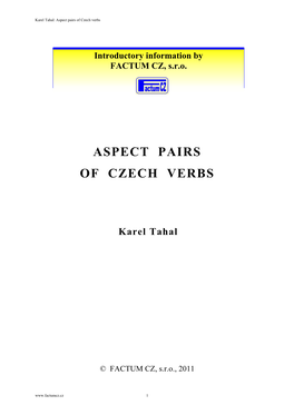 Aspect Pairs of Czech Verbs