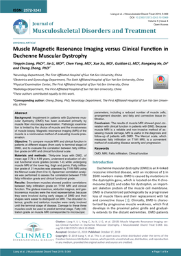 Muscle Magnetic Resonance Imaging Versus Clinical Function In