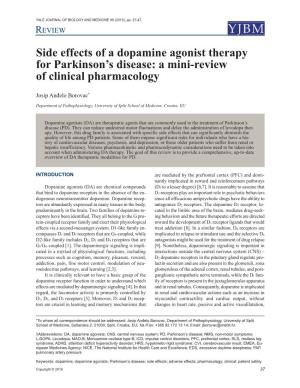Side Effects of a Dopamine Agonist Therapy for Parkinson's Disease