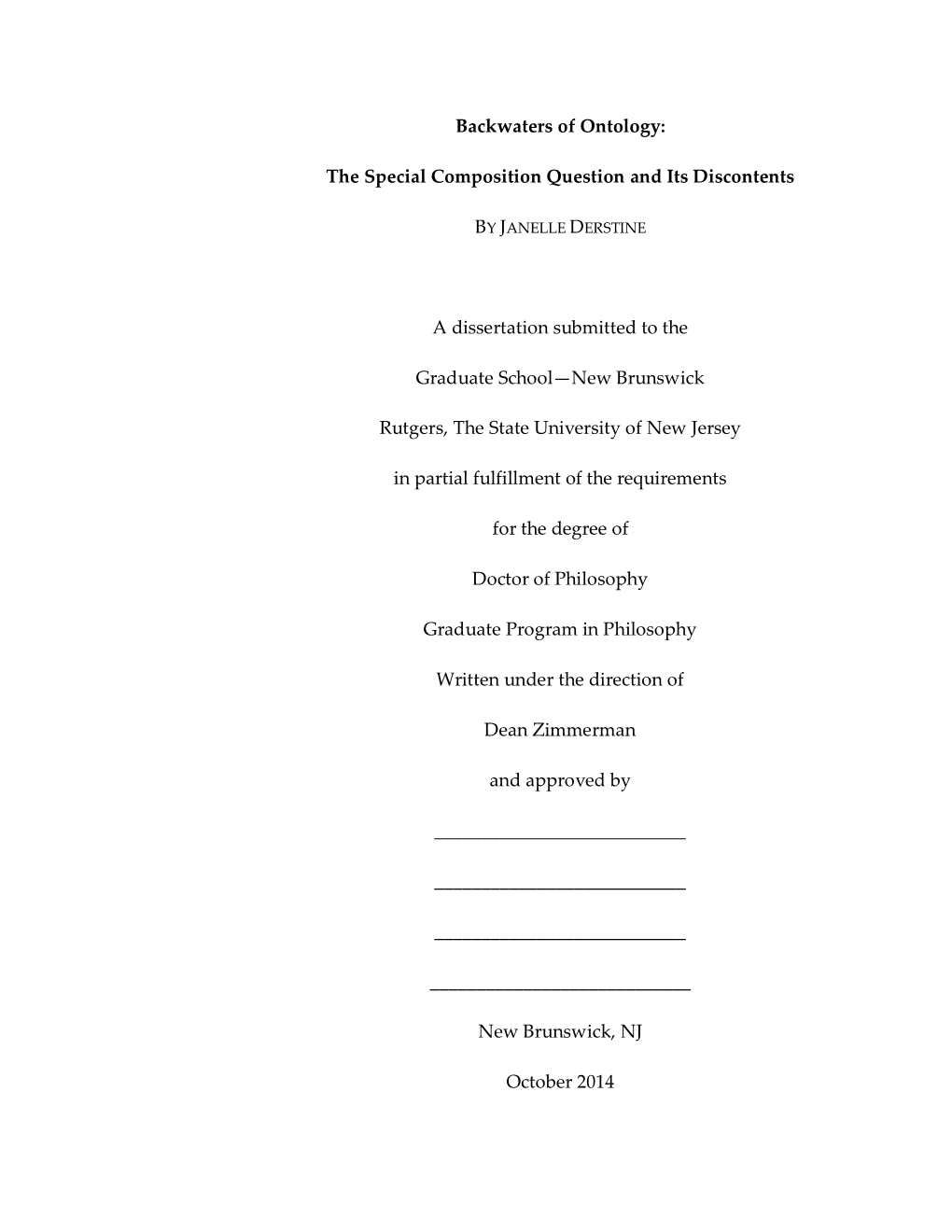 Backwaters of Ontology: the Special Composition Question and Its