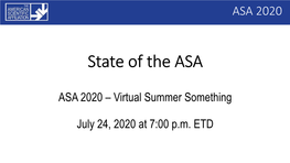 State of the ASA