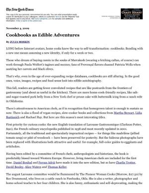 Cookbooks As Edible Adventures