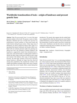 Worldwide Translocation of Teak—Origin of Landraces and Present Genetic Base