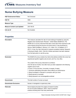 Nurse Bullying Measure