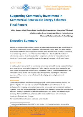 Supporting Community Investment in Commercial Renewable Energy Schemes Final Report