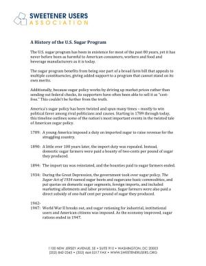 A History of the U.S. Sugar Program