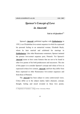 Spenser's Concept of Love in Amoretti
