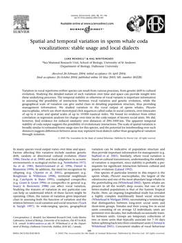 Spatial and Temporal Variation in Sperm Whale Coda Vocalizations: Stable Usage and Local Dialects