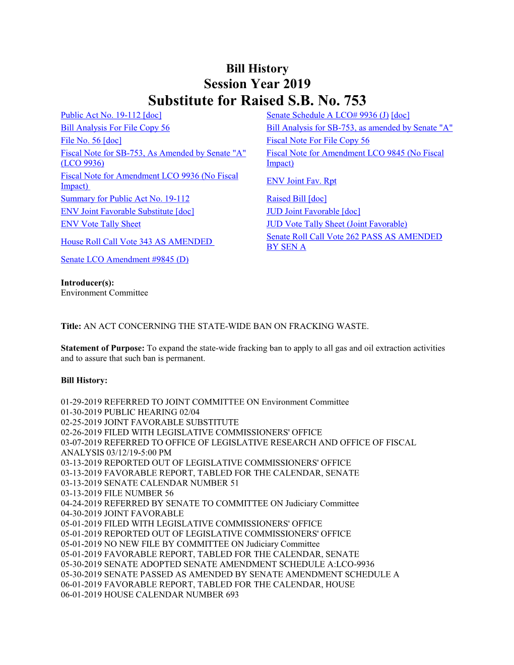 An Act Concerning the State-Wide Ban on Fracking Waste