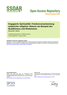 Friedensverantwortung Asiatischer Religiöser Akteure Am Beispiel Des Buddhismus Und Hinduismus Bauschke, Martin