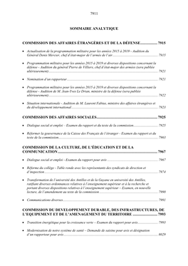 7911 Sommaire Analytique Commission Des Affaires
