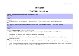 18/08/2014 Wocmes 2014 - Day 1
