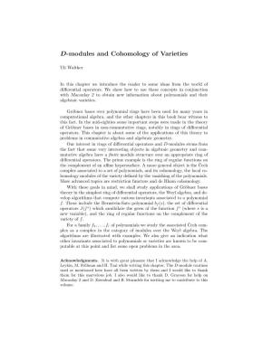 D-Modules and Cohomology of Varieties