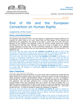 End of Life and the European Convention on Human Rights