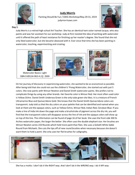 Judy Morris Painting Should Be Fun / GWG Workshop/May 29-31, 2019 Judymorrisaws.Com