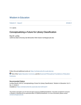 Conceptualizing a Future for Library Classification