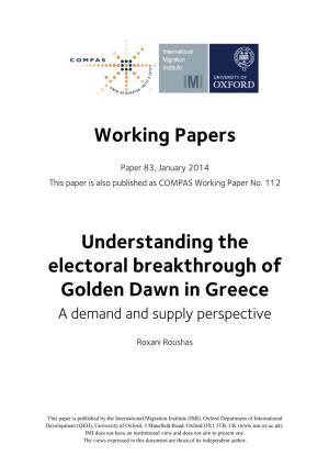Understanding the Electoral Breakthrough of Golden Dawn in Greece a Demand and Supply Perspective