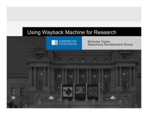 Using Wayback Machine for Research