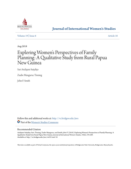 Exploring Women's Perspectives of Family Planning: a Qualitative