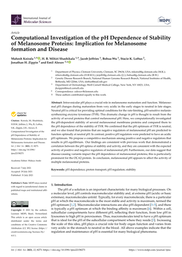 Computational Investigation of the Ph Dependence of Stability of Melanosome Proteins: Implication for Melanosome Formation and Disease