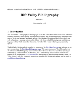 Rift Valley Bibliography Version 1.1