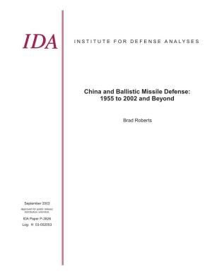 China and Ballistic Missile Defense: 1955 to 2002 and Beyond