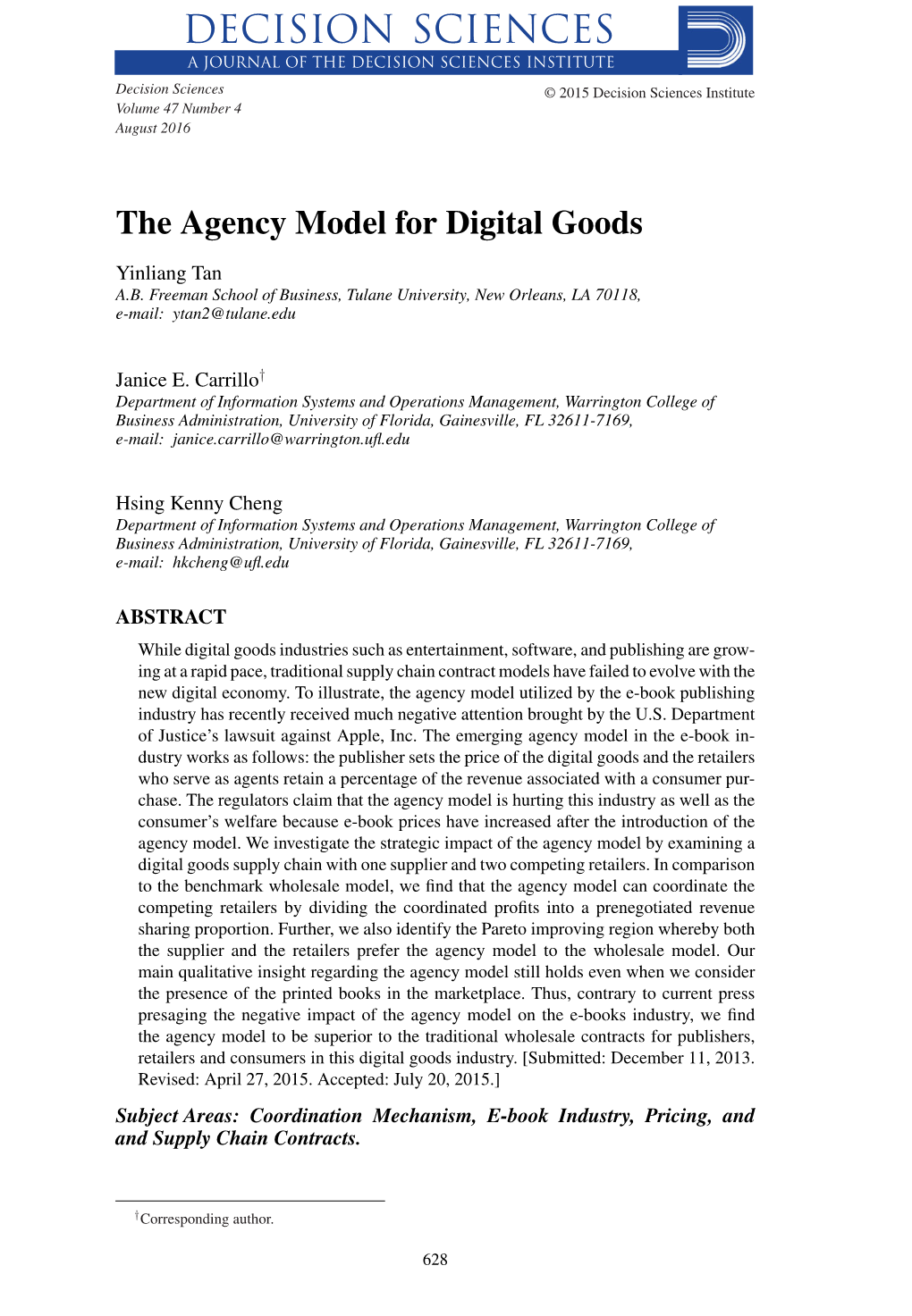 The Agency Model for Digital Goods