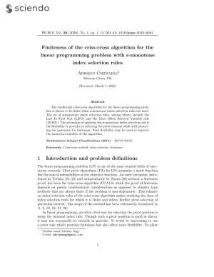 Finiteness of the Criss-Cross Algorithm for the Linear Programming Problem with S-Monotone Index Selection Rules