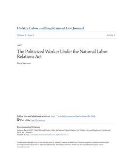 The Politicized Worker Under the National Labor Relations Act